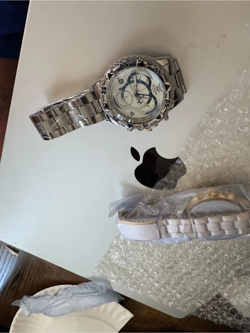 New Silvertone quartz analog watch, protective film still on!